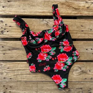 Traje de  baño romane flores negros