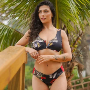 conjunto  milagros negros  top amapola + culotte upless pabilo