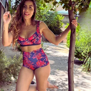 Conjunto emma peto pin up + calzon tiro alto drapeado