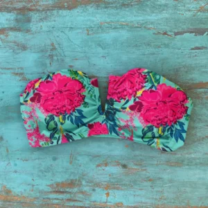 Peto strapless V turquesa mix