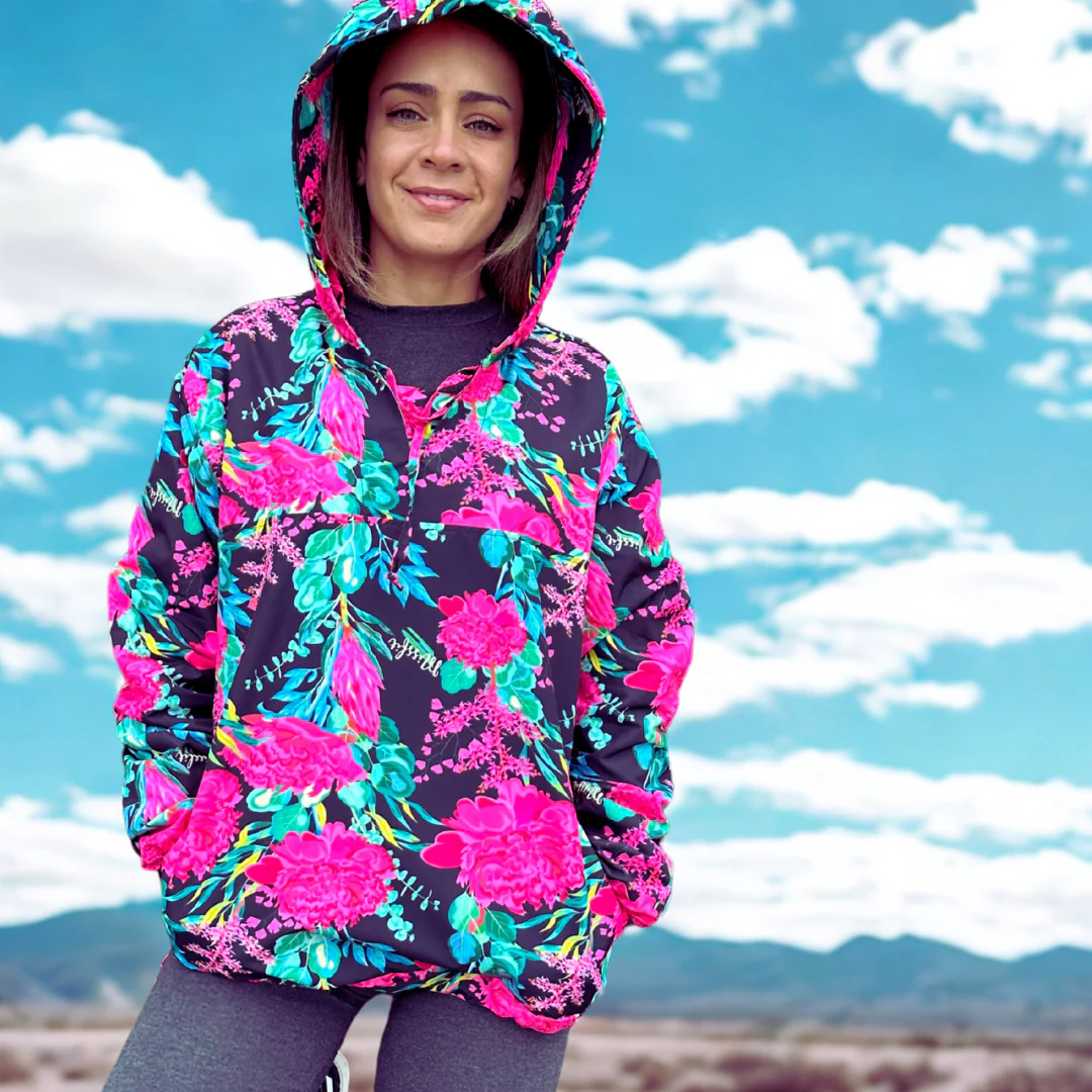 Cortaviento estilo hoodie negro mix - Imagen 2