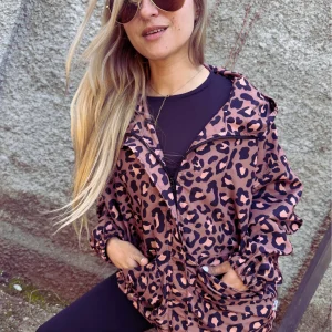 cortaviento con cierre animal Brown