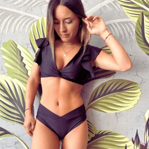 conjunto  negro   top dalila  + pantaleta cruzada