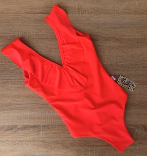 traje de baño vuelitos damasco fluor