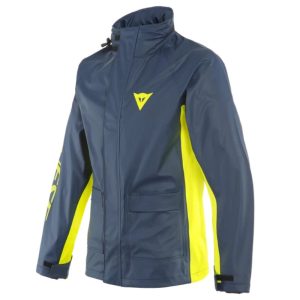 Chaqueta de lluvia impermeable Dainese UNISEX STORM 2 NEGRO-IRIS FLUO-AMARILLO