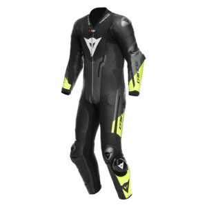 Mono Dainese MISANO 3 PERF. D-AIR® 1PC LEATHER SUIT BLACK/ANTHRACITE/FLUO-YELLOW